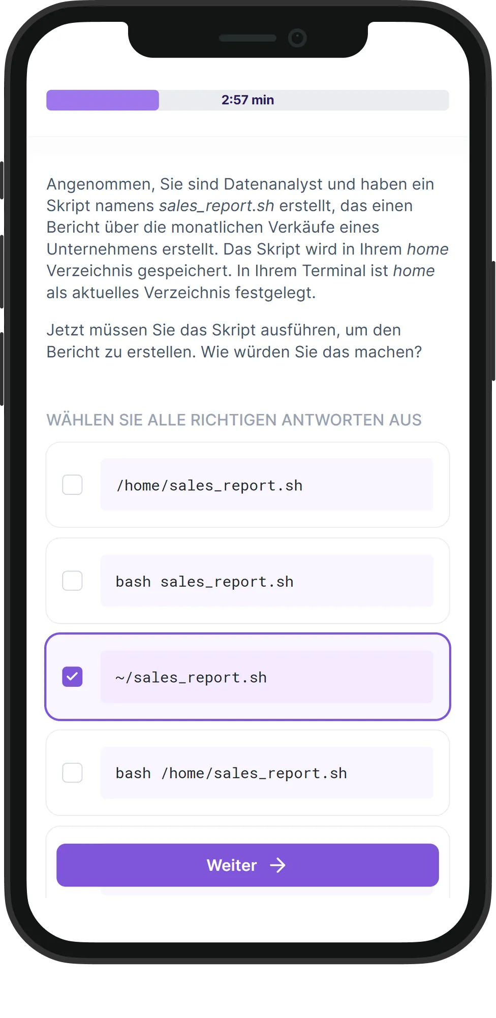 Mobile Bash skill assessment