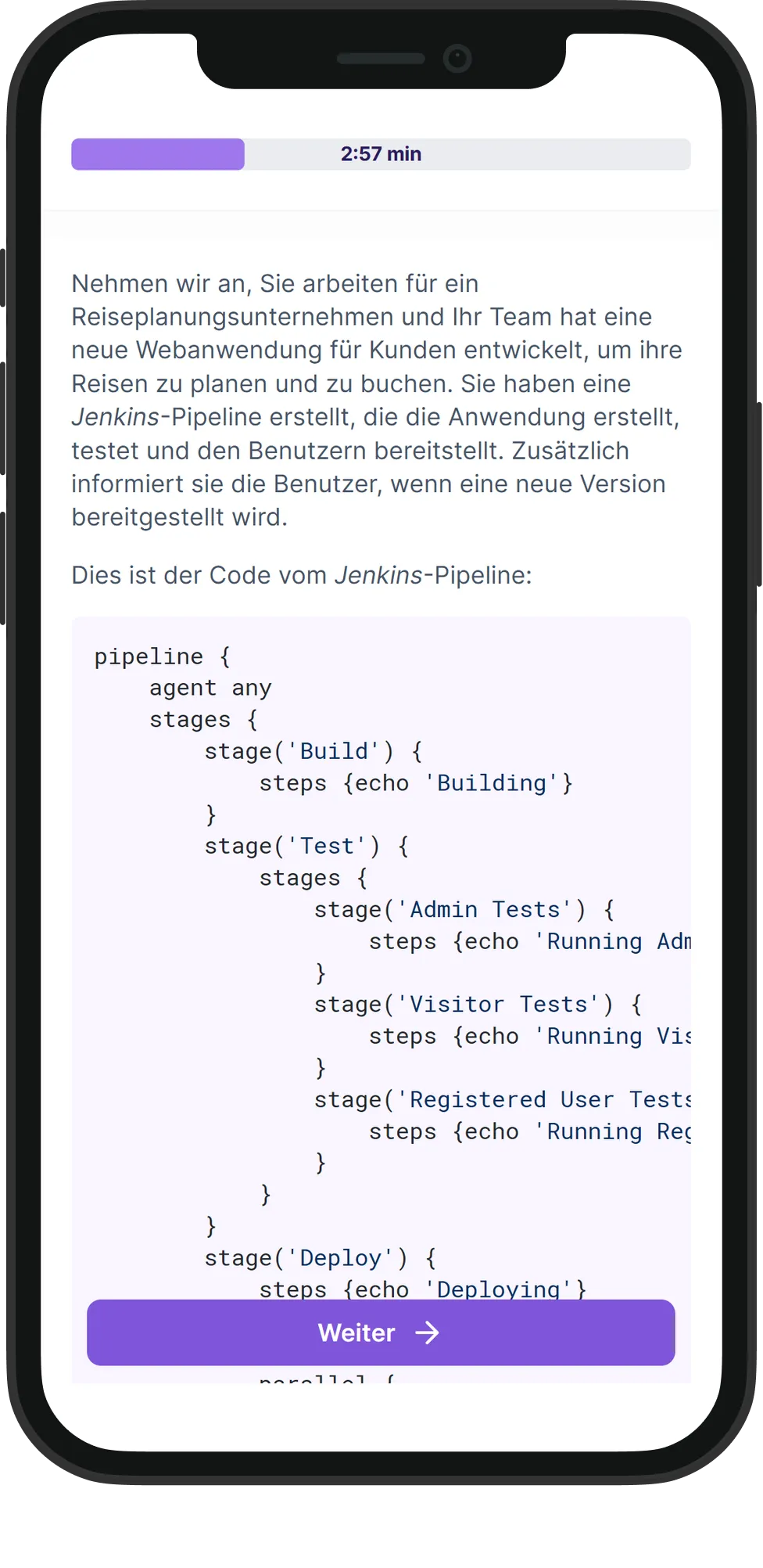 Mobile Jenkins skill assessment