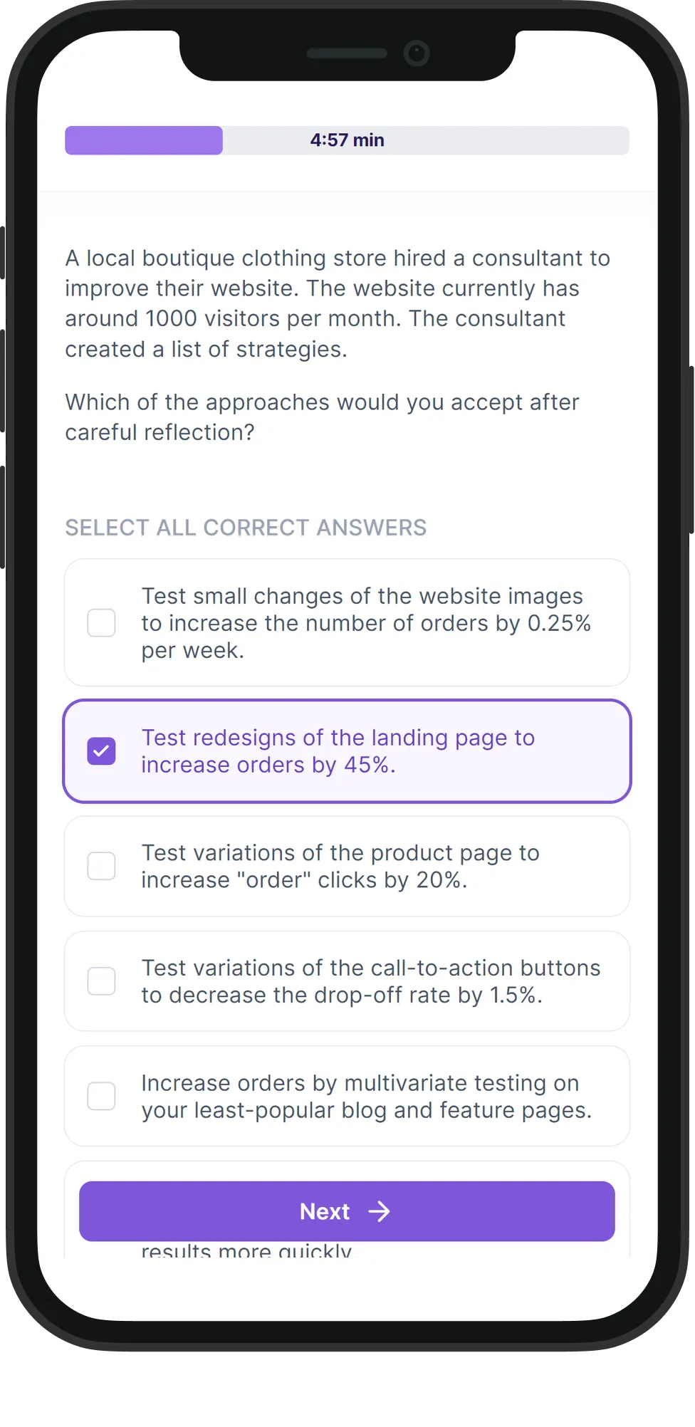 Mobile A/B Testing skill assessment