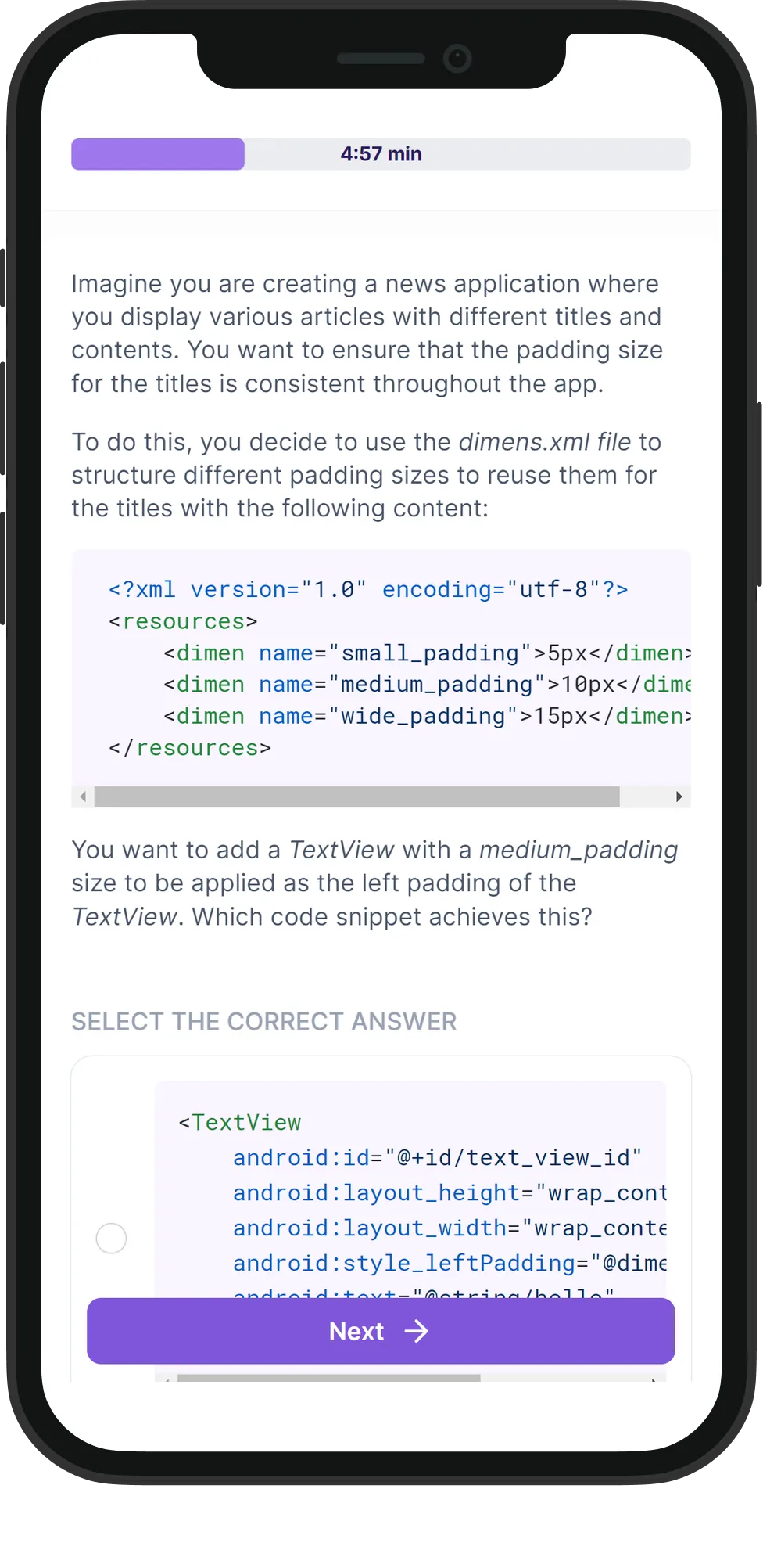 Mobile Android skill assessment