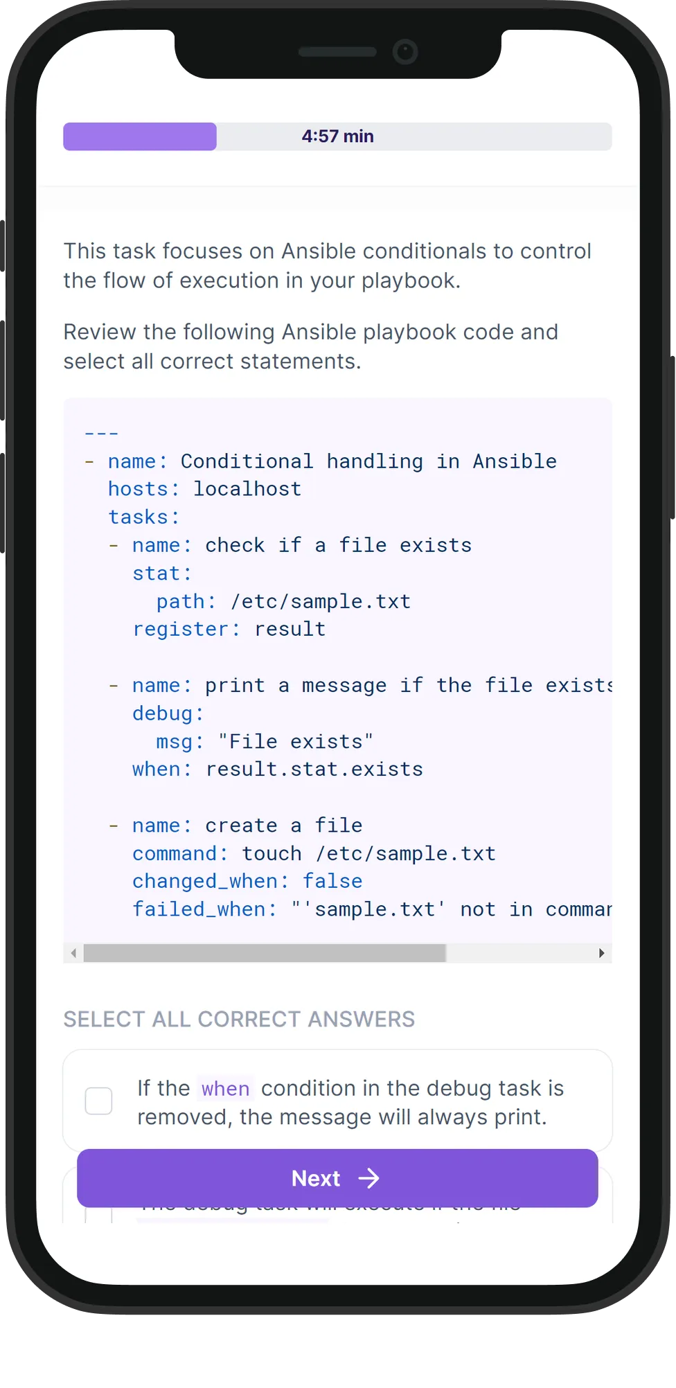 Mobile Ansible skill assessment