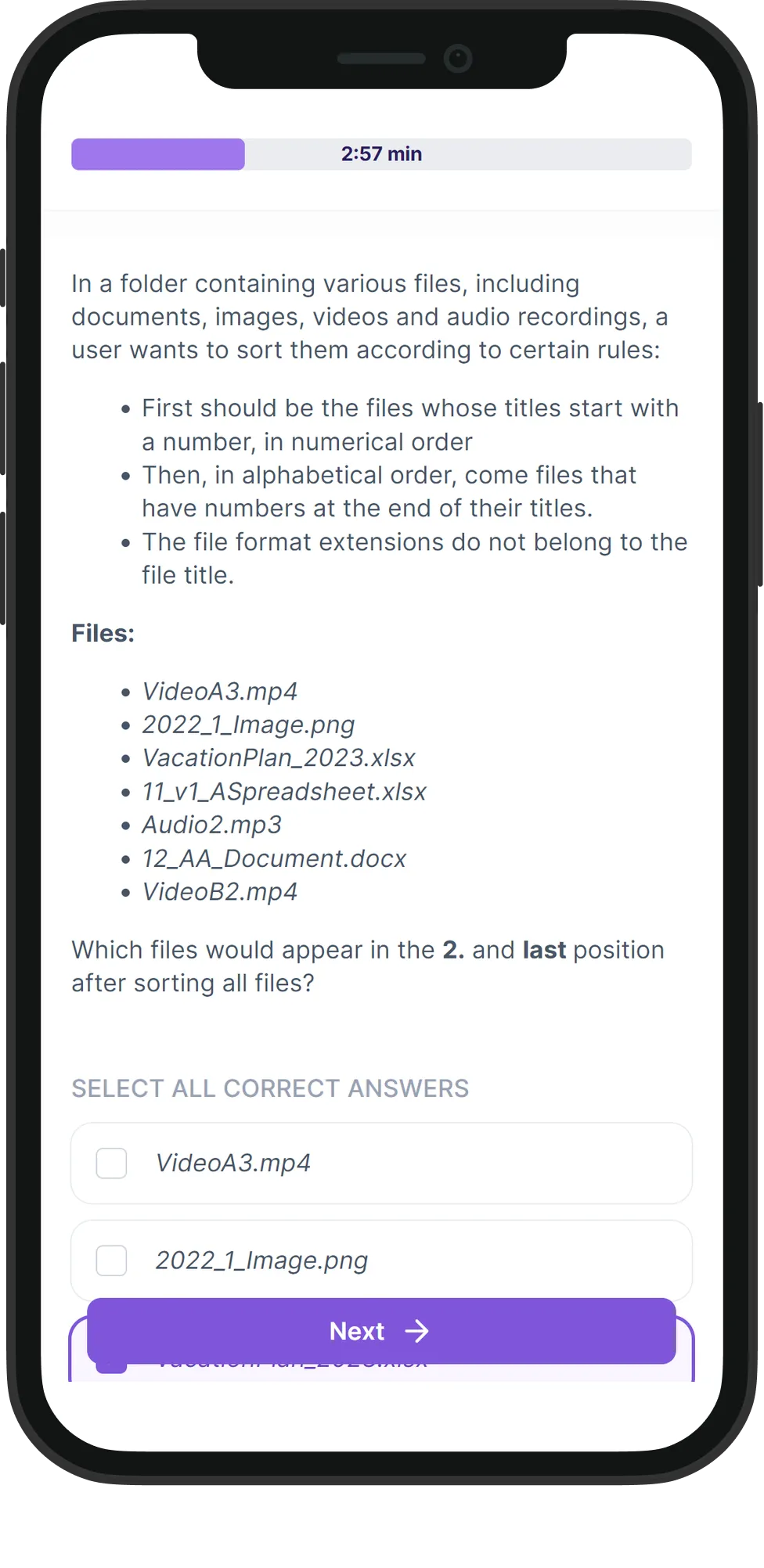 Mobile Attention to Detail skill assessment