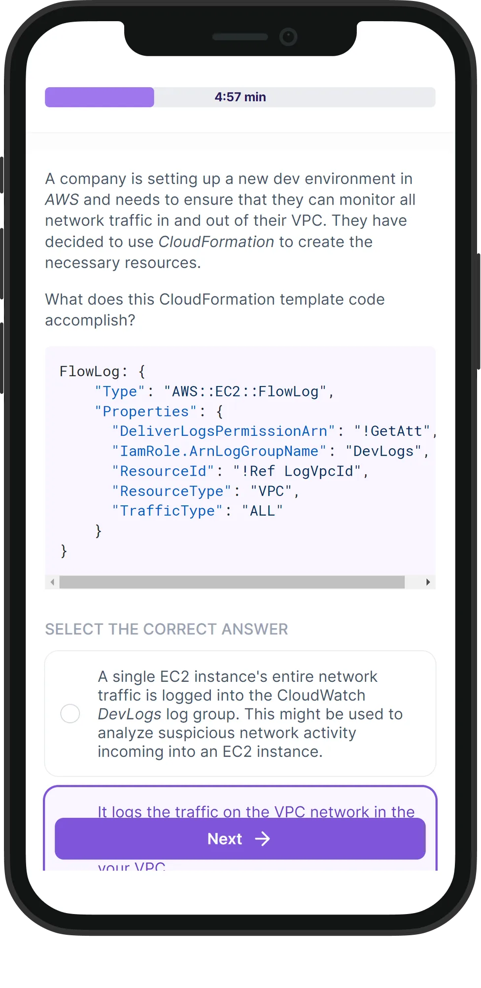 Mobile AWS skill assessment