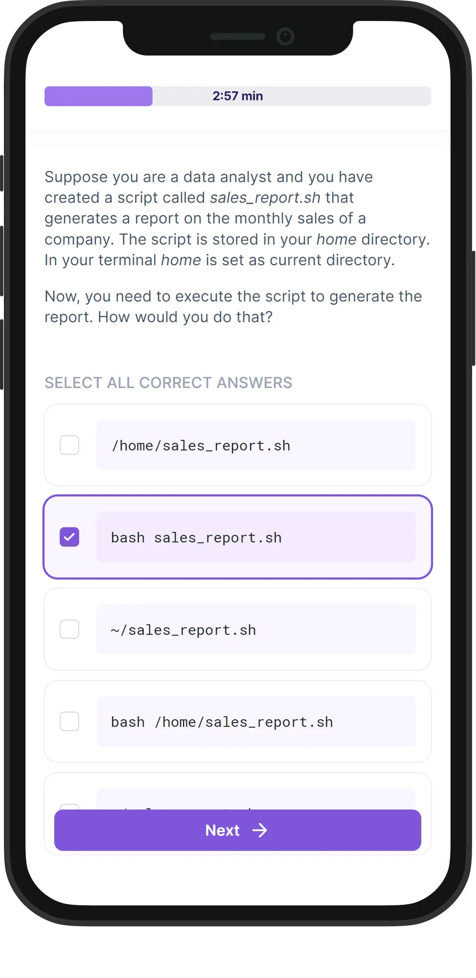 Mobile Bash skill assessment