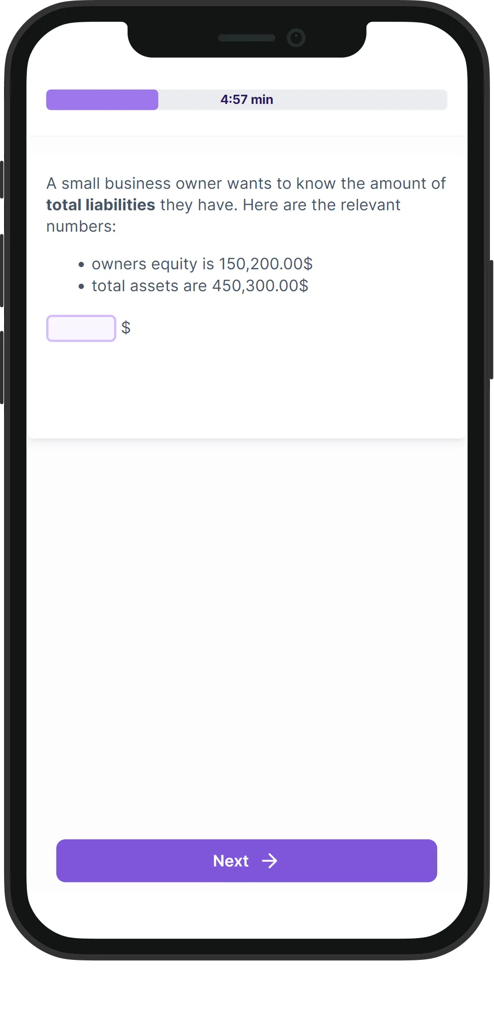 Mobile Basic Financial Statements skill assessment