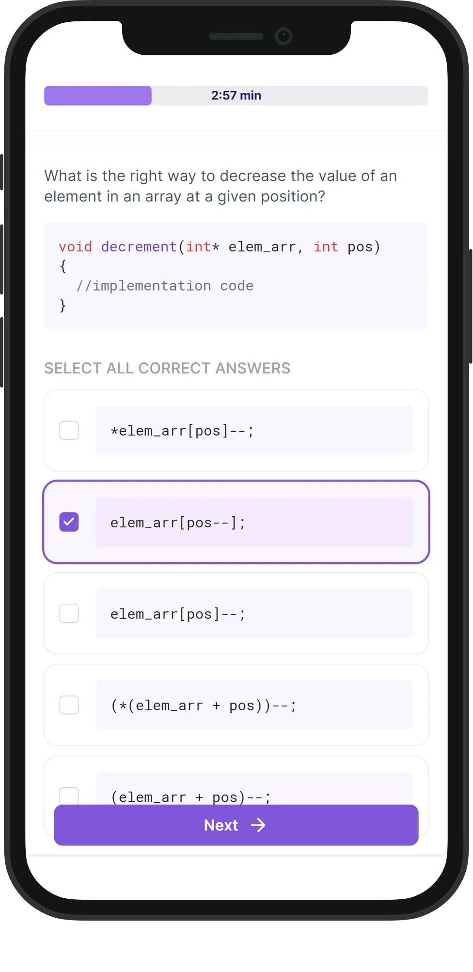 Mobile C++ skill assessment