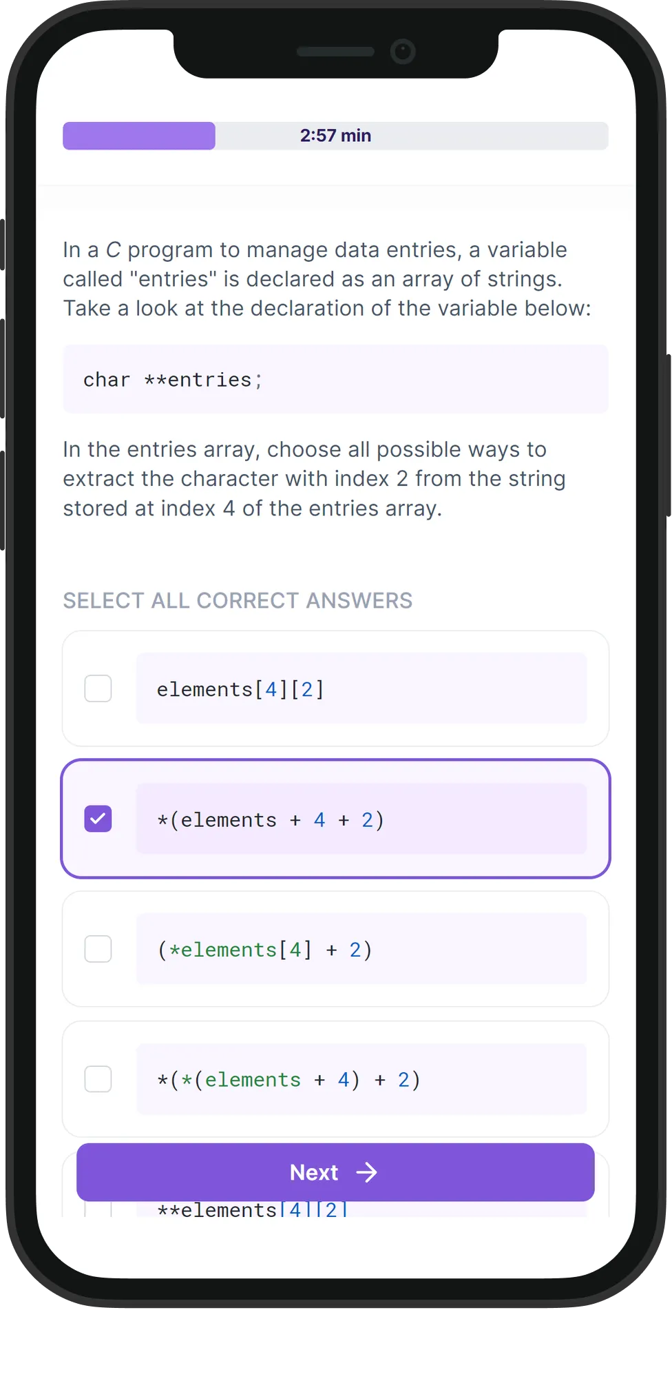 Mobile C skill assessment