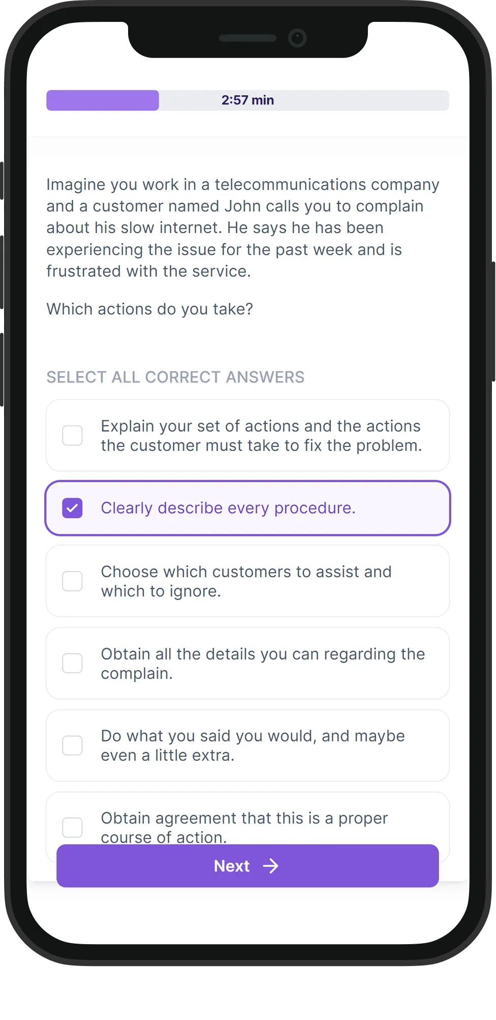 Mobile Customer Interaction skill assessment