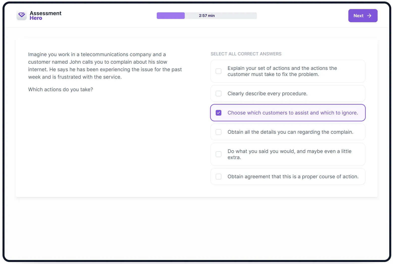 Customer Interaction online test