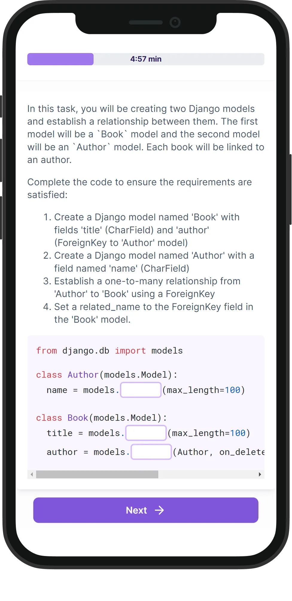 Mobile Django skill assessment