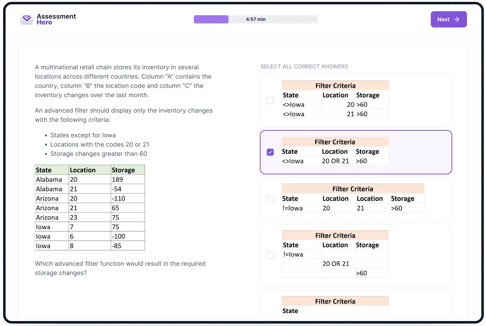 Excel online test