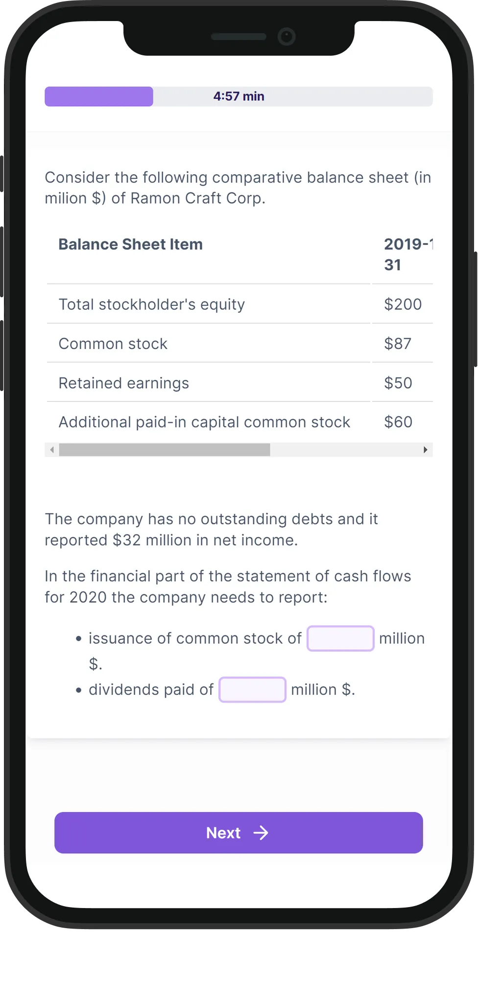 Mobile Financial Analysis skill assessment