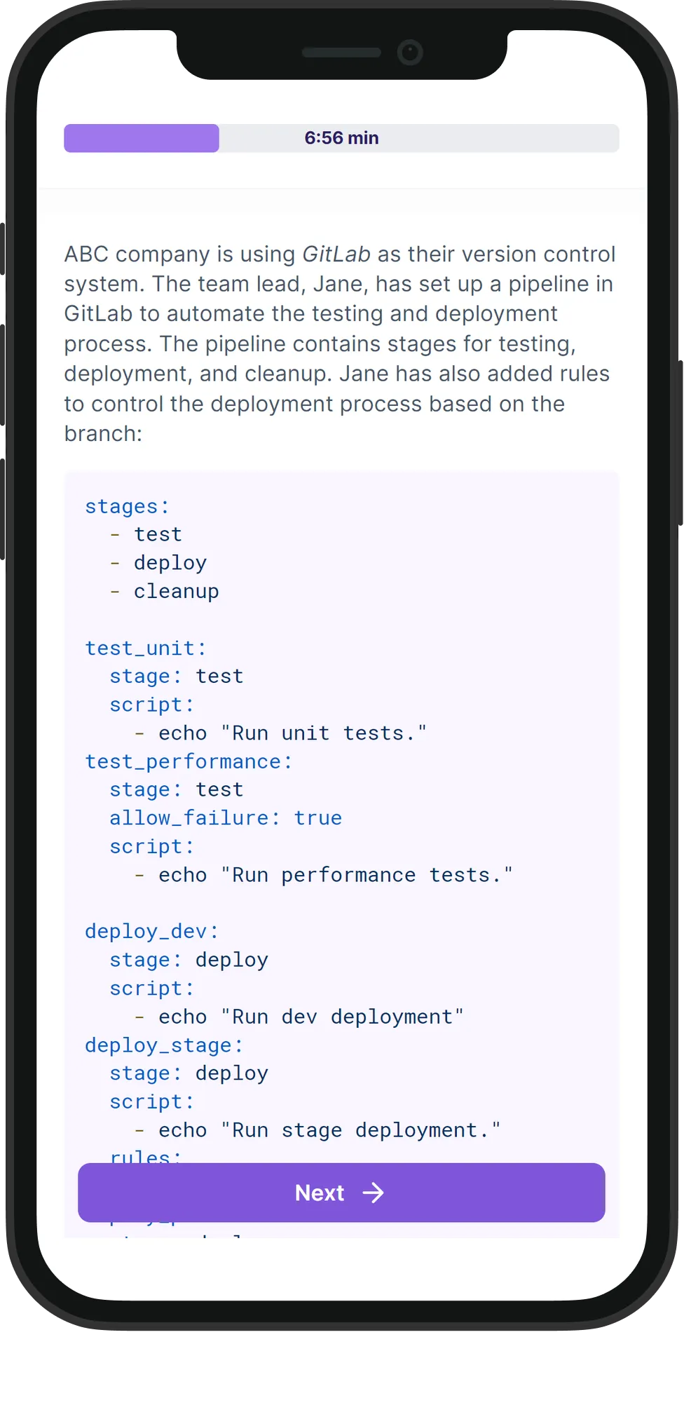 Mobile Gitlab skill assessment