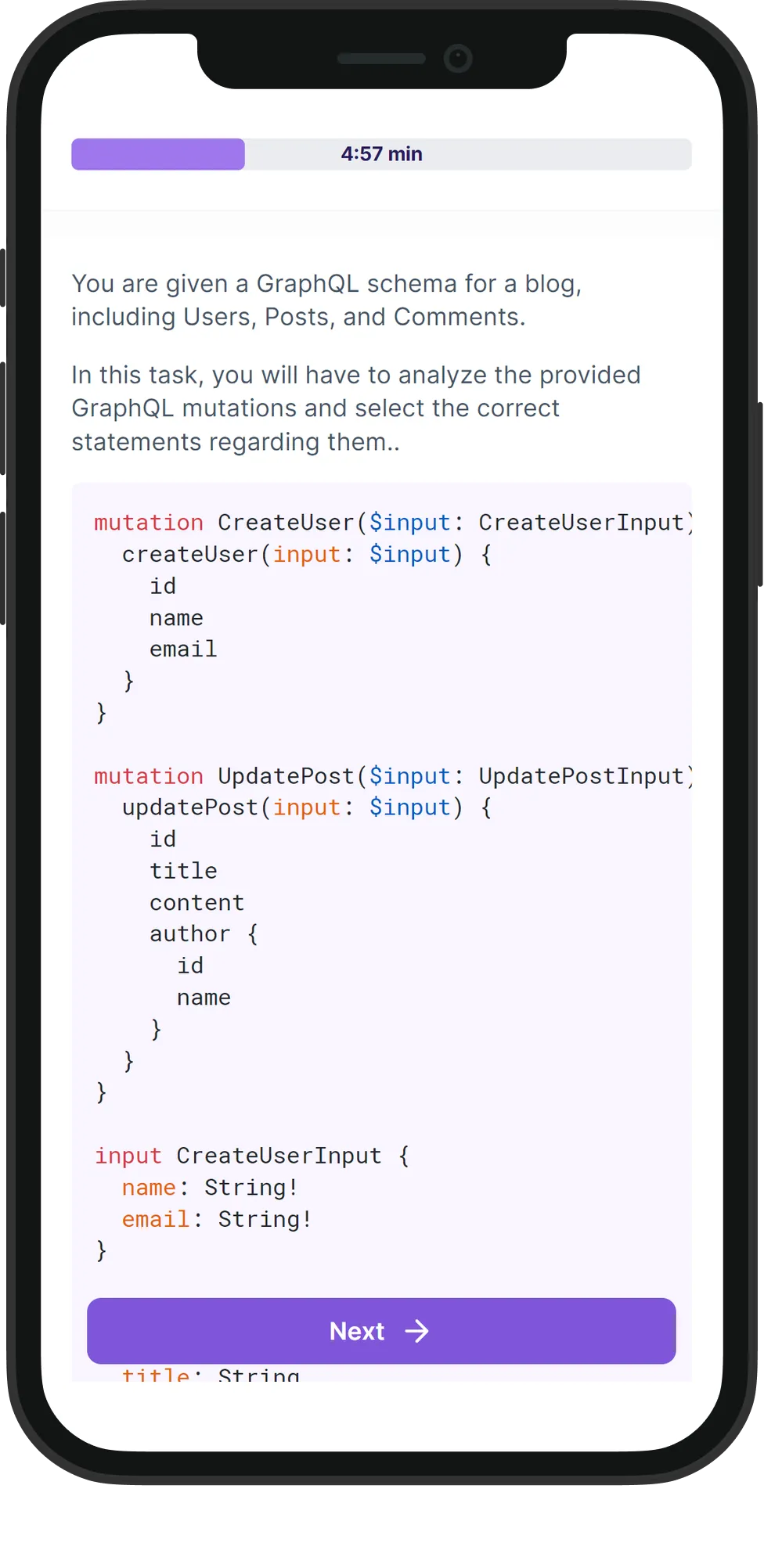 Mobile GraphQL skill assessment