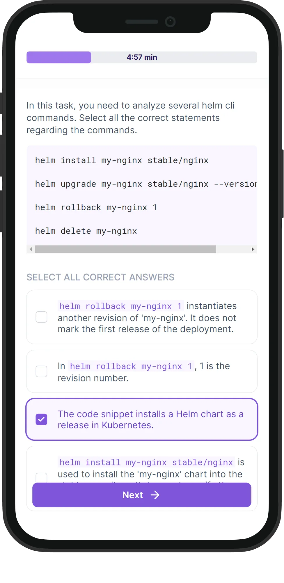 Mobile Helm skill assessment