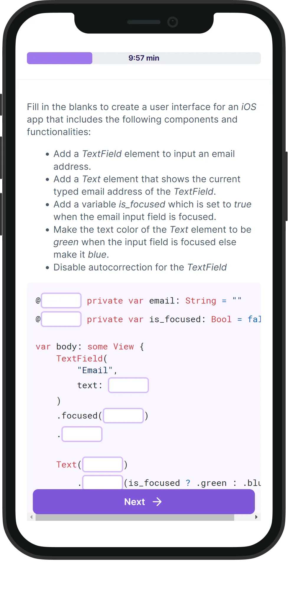 Mobile IOS skill assessment