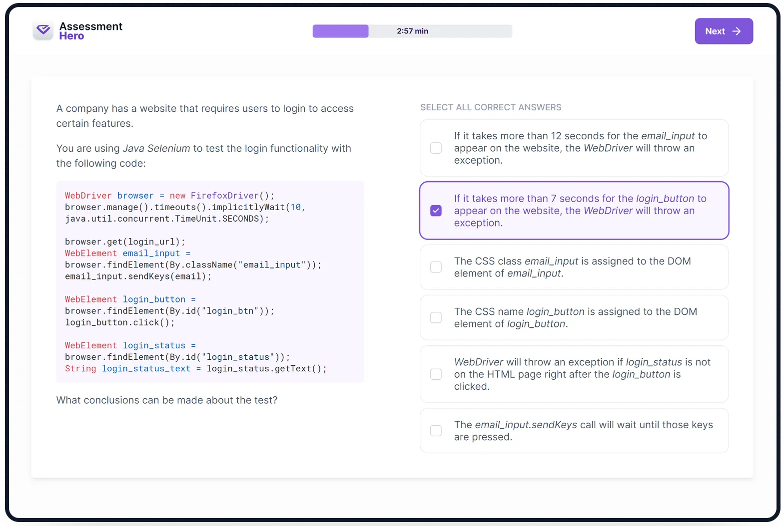 Java Selenium online test