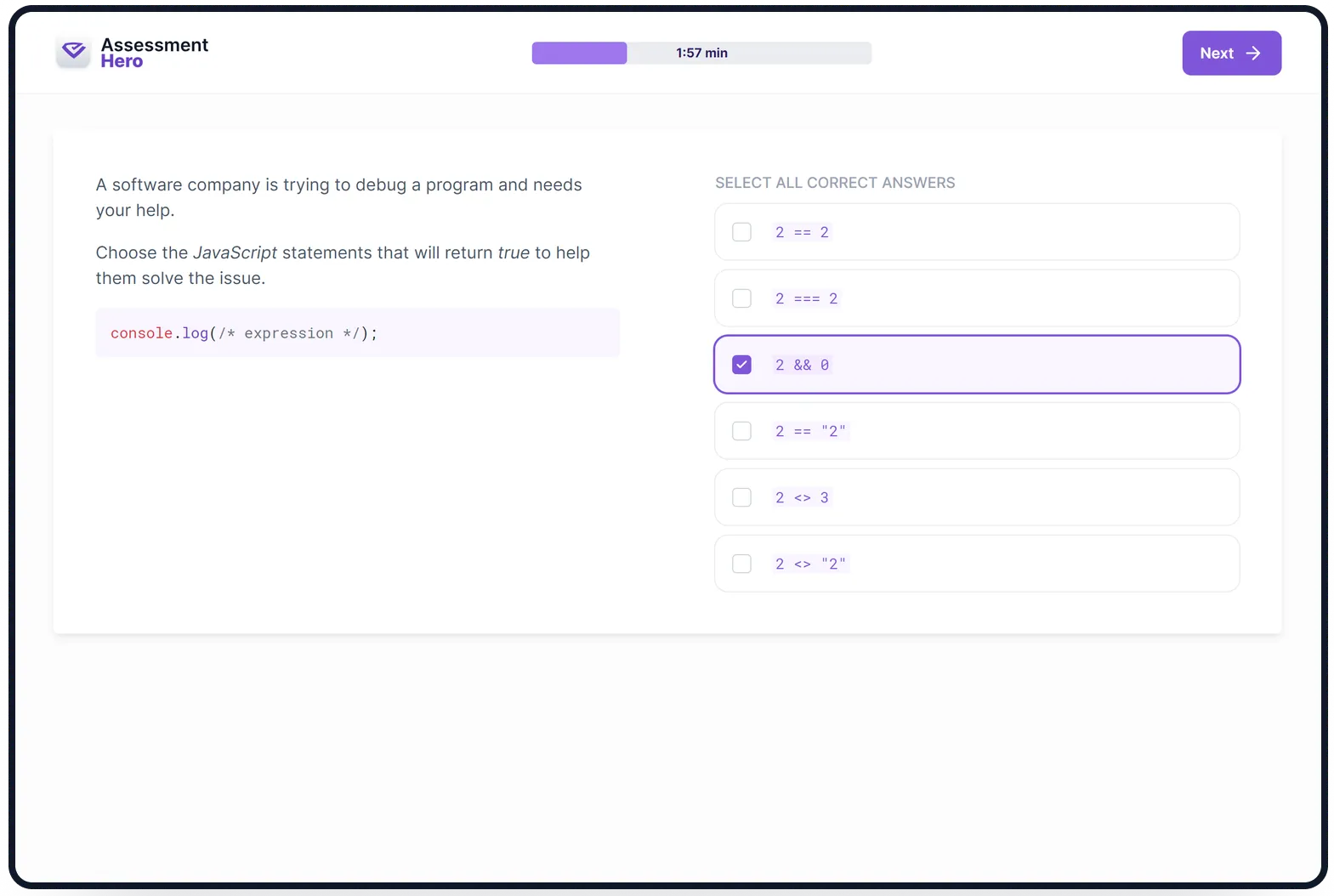 JavaScript online test