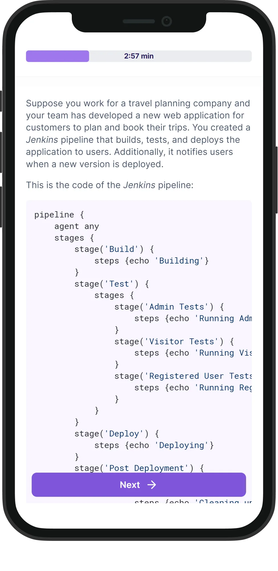 Mobile Jenkins skill assessment