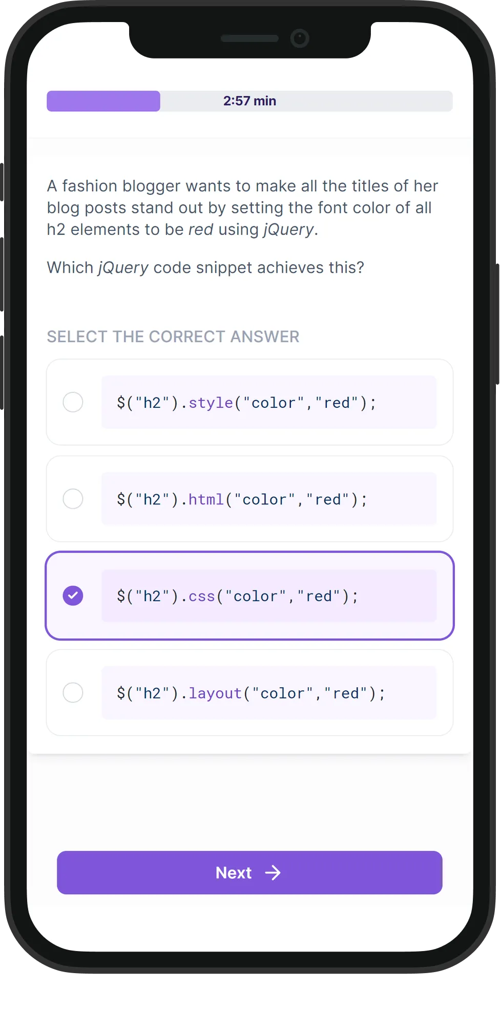 Mobile jQuery skill assessment