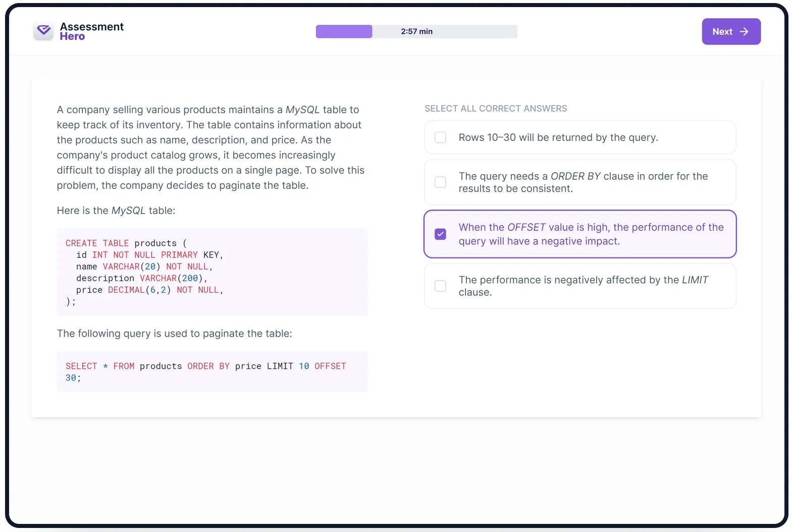 MySQL online test