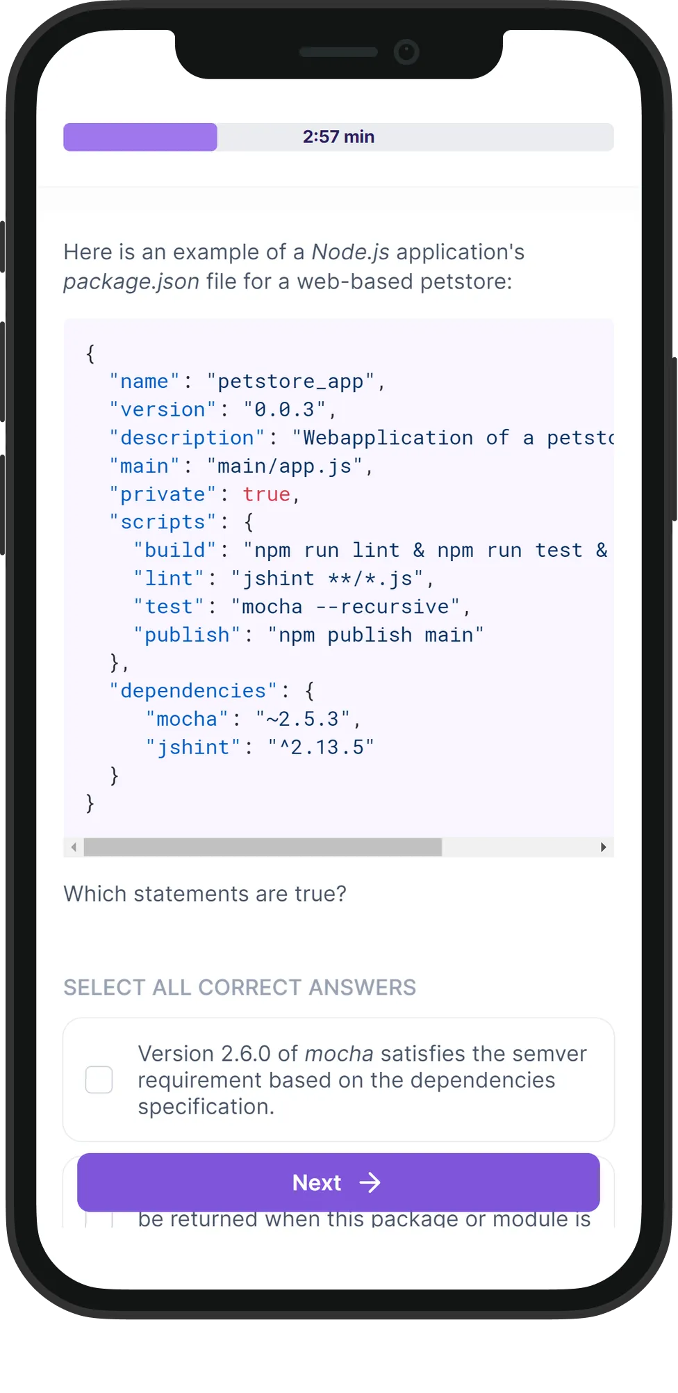 Mobile Node.js skill assessment