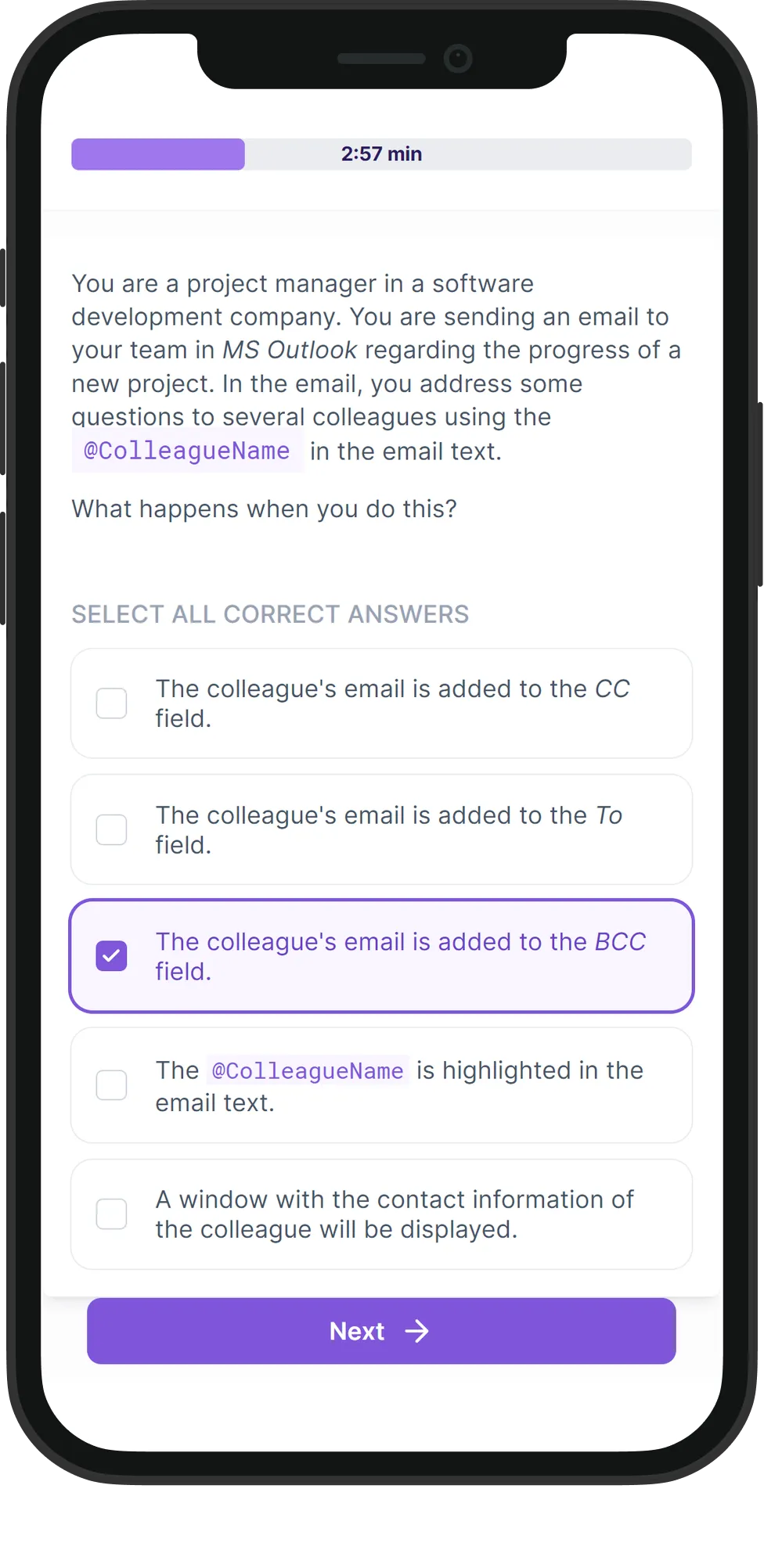 Mobile Outlook skill assessment