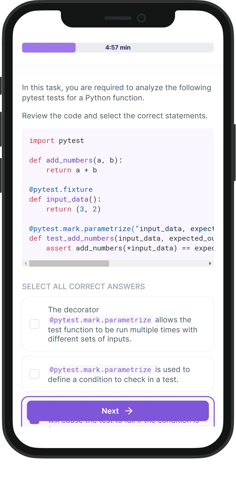 Mobile Pytest skill assessment