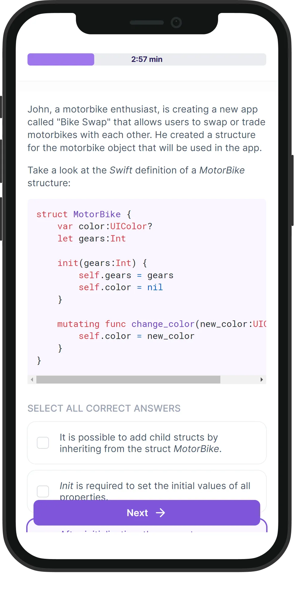 Mobile Swift skill assessment