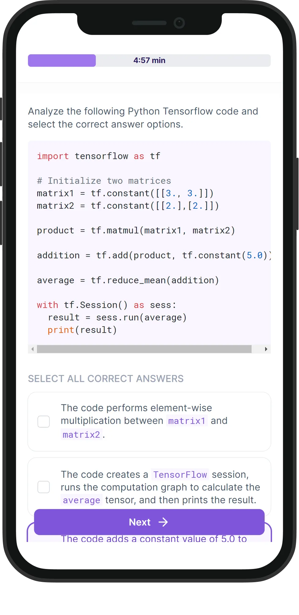 Mobile TensorFlow skill assessment