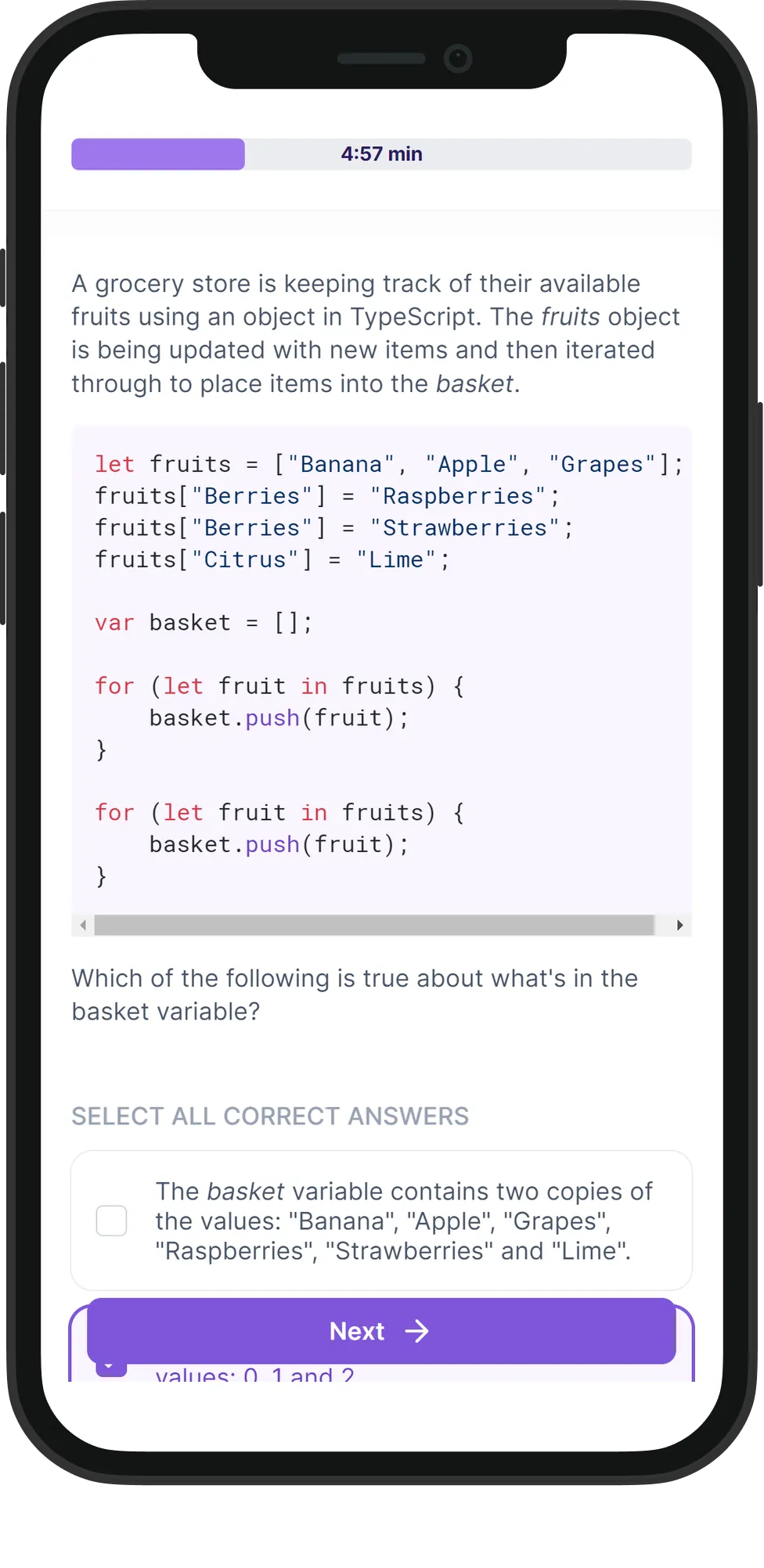 Mobile TypeScript skill assessment