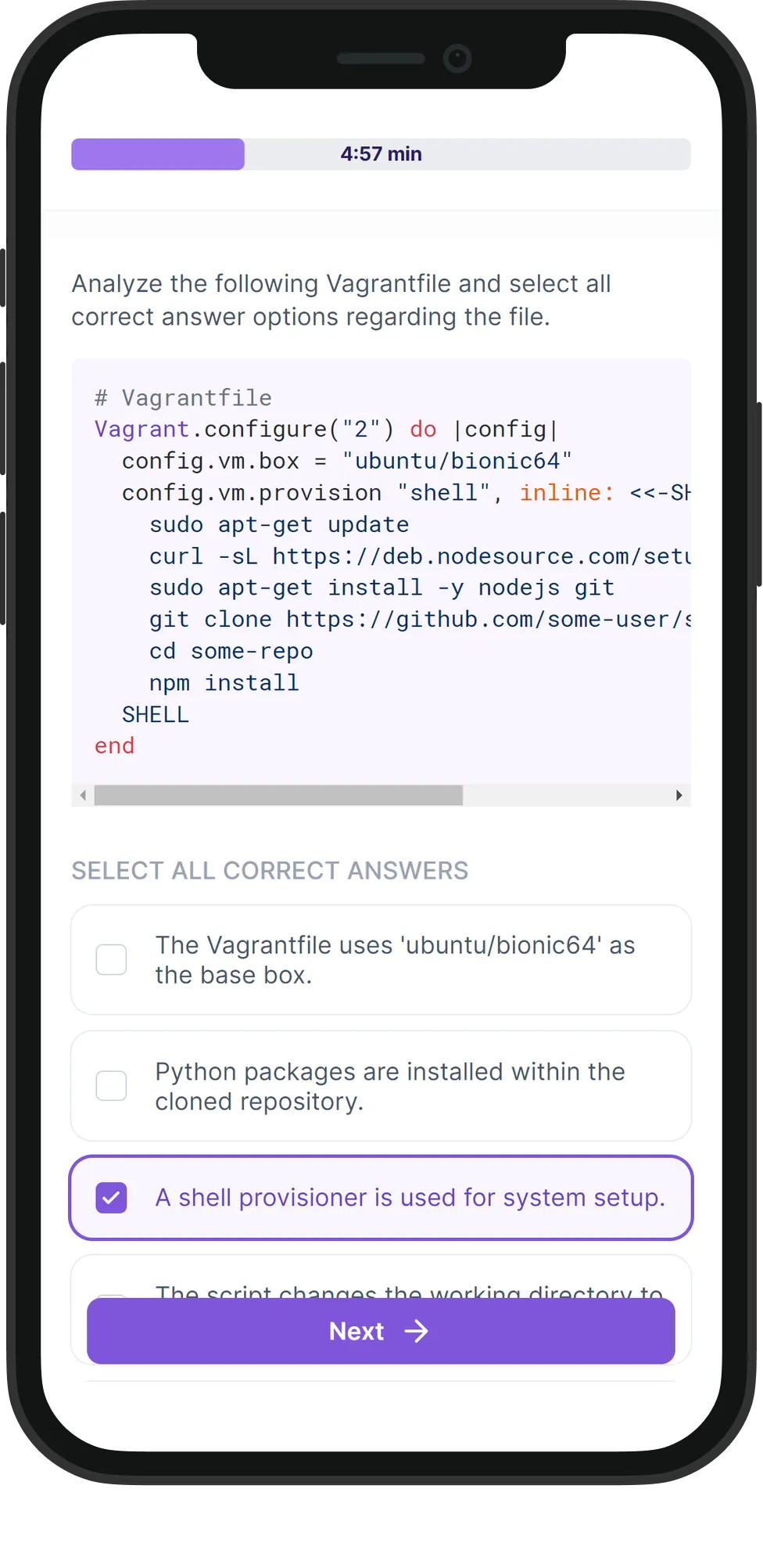 Mobile Vagrant skill assessment