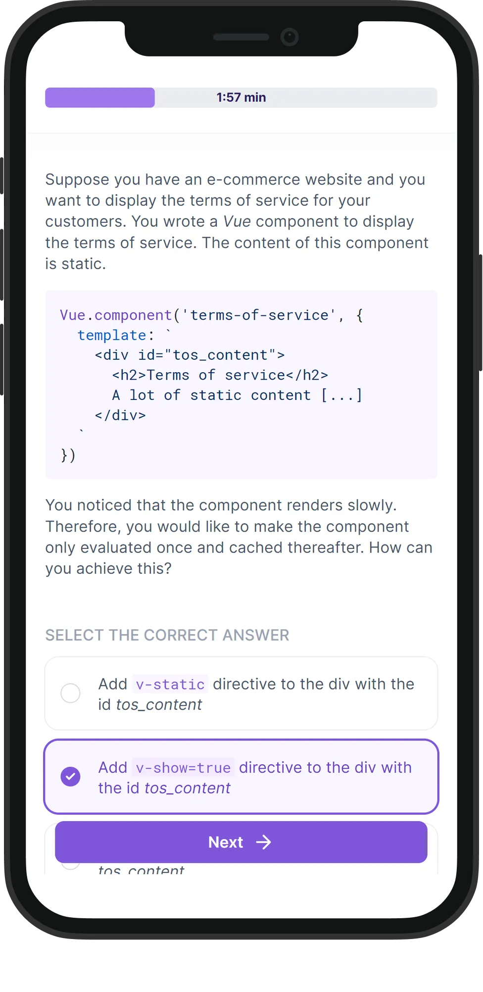 Mobile Vue.js skill assessment