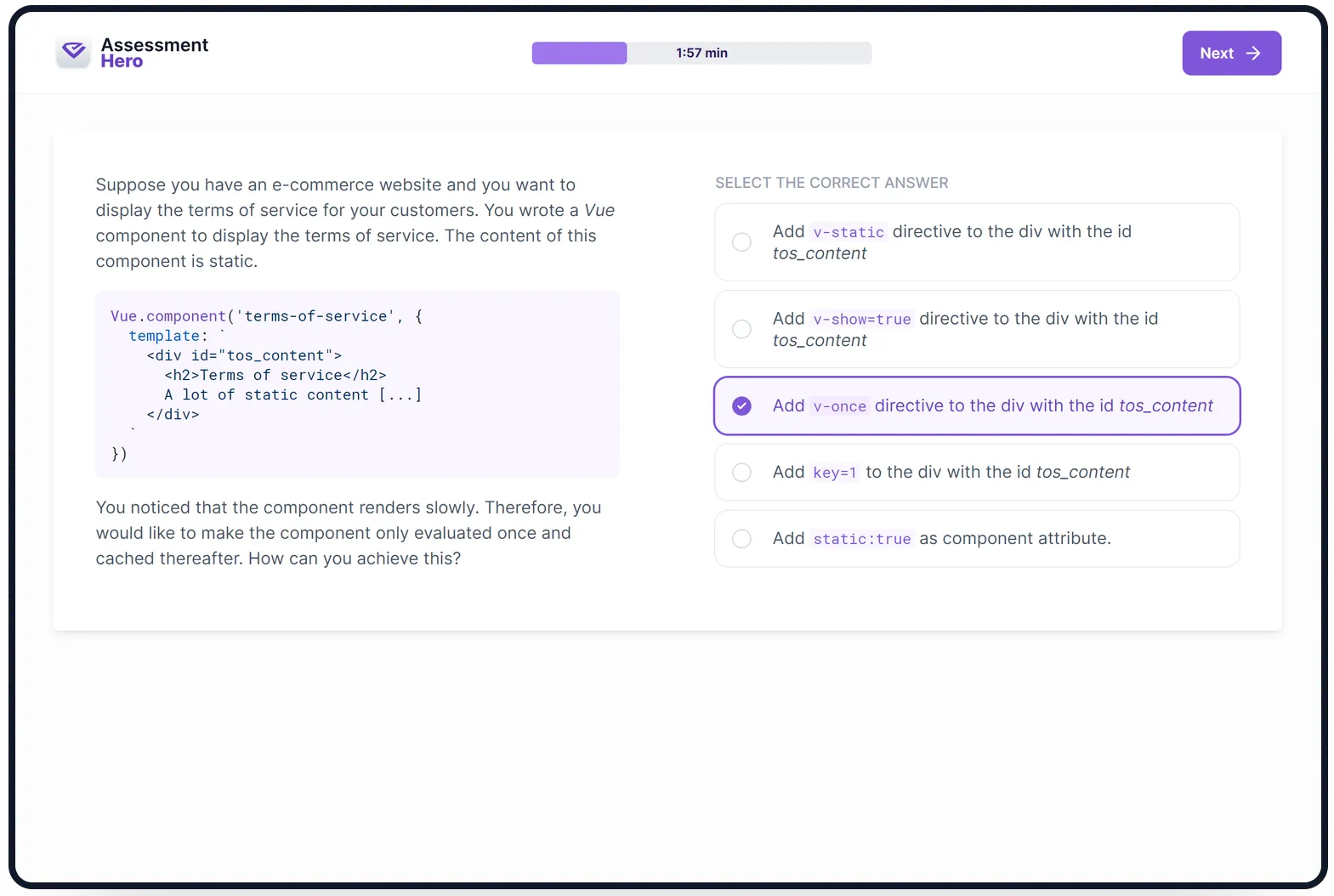 Vue.js online test