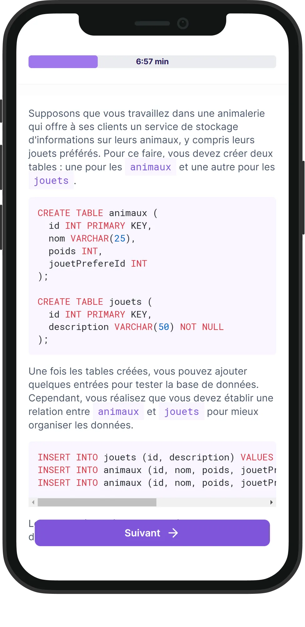 Mobile SQL skill assessment
