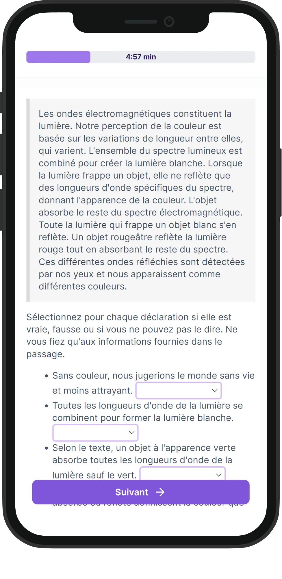 Mobile Raisonnement Verbal skill assessment
