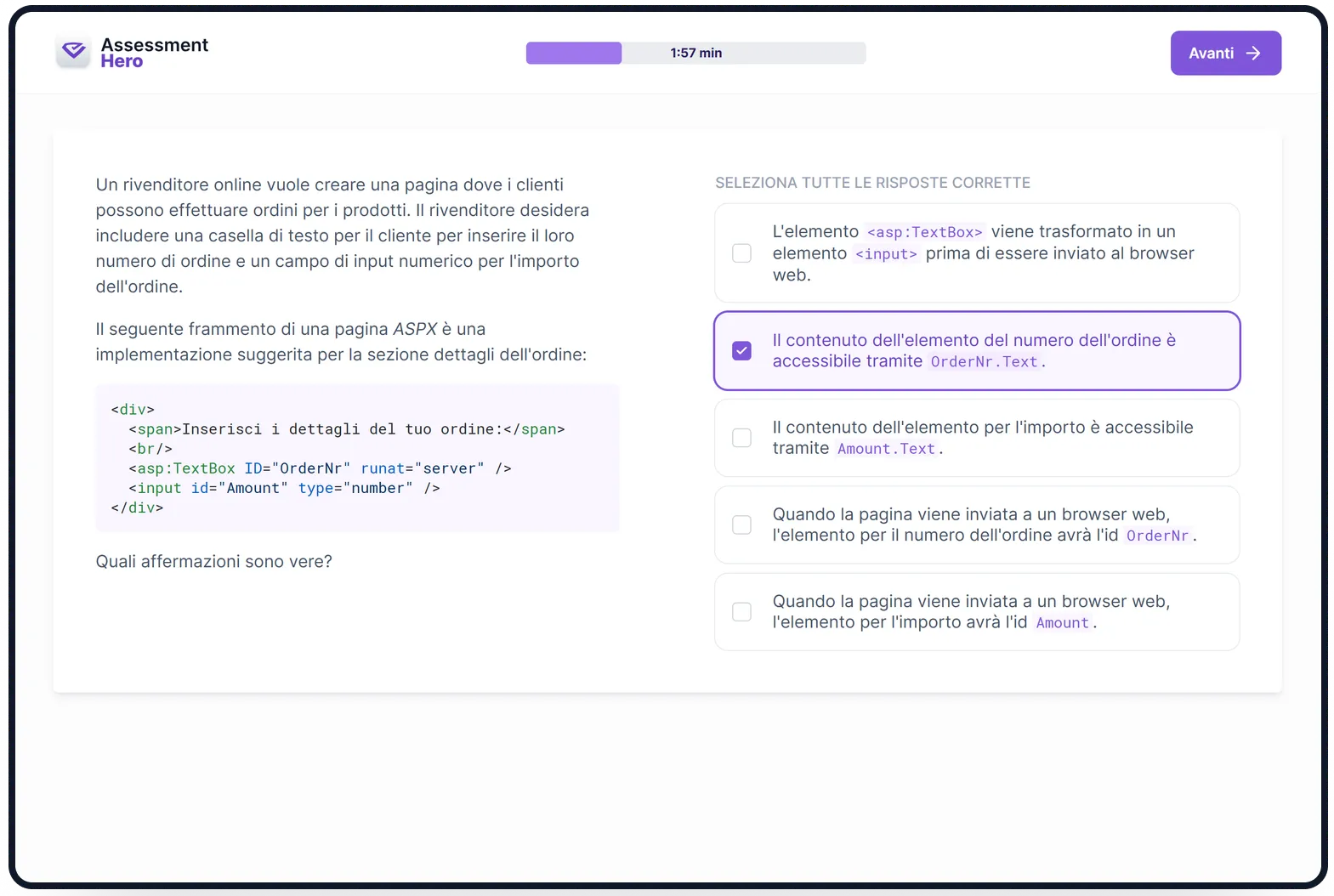 ASP.NET Web Forms online test