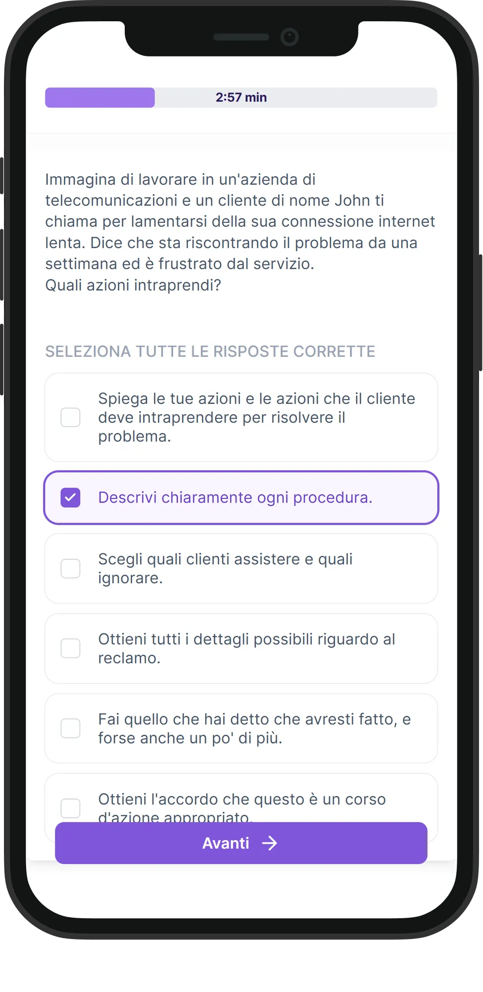 Mobile Interacción con el Cliente skill assessment