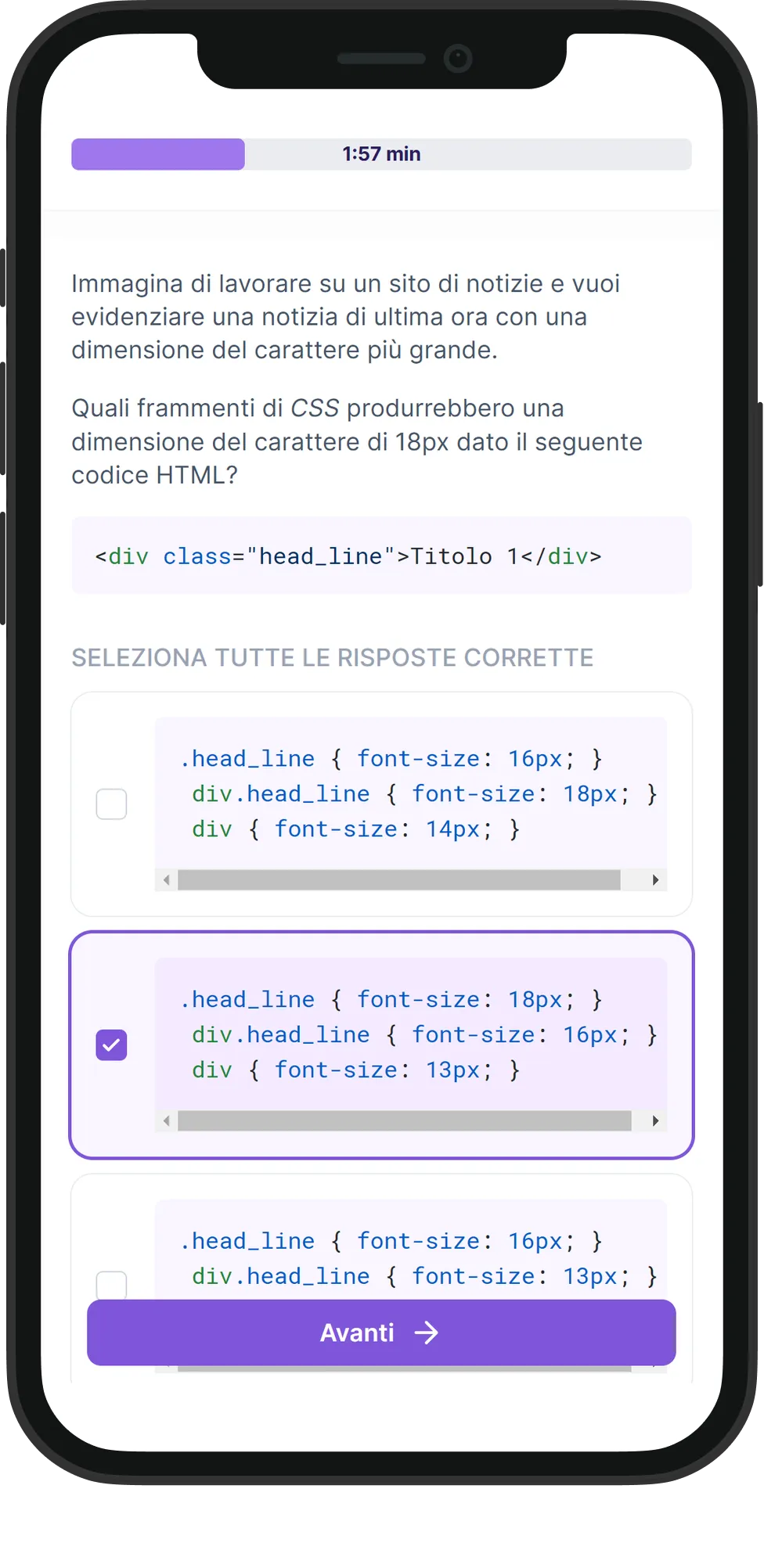 Mobile HTML/CSS skill assessment