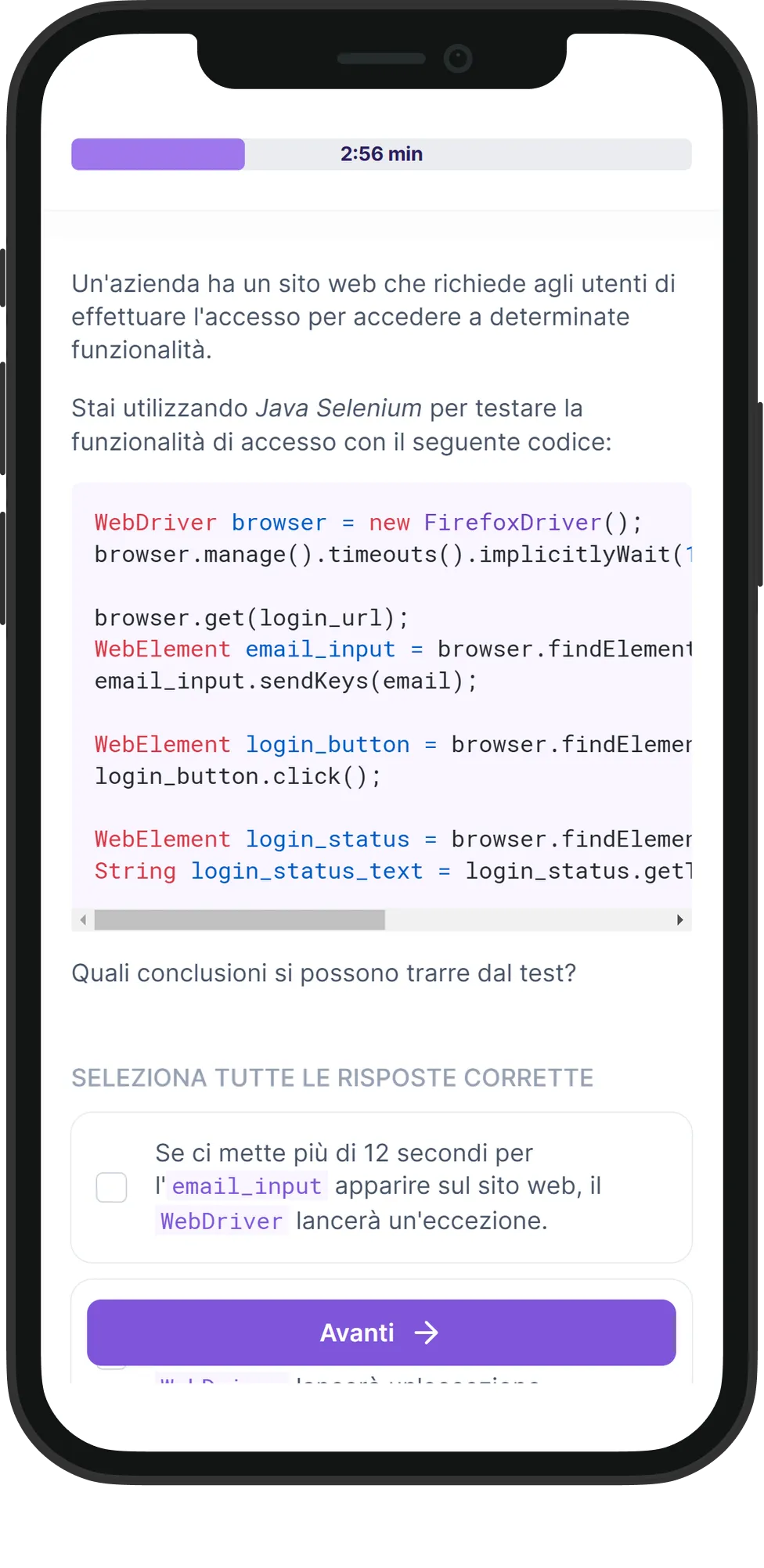 Mobile Java Selenium skill assessment