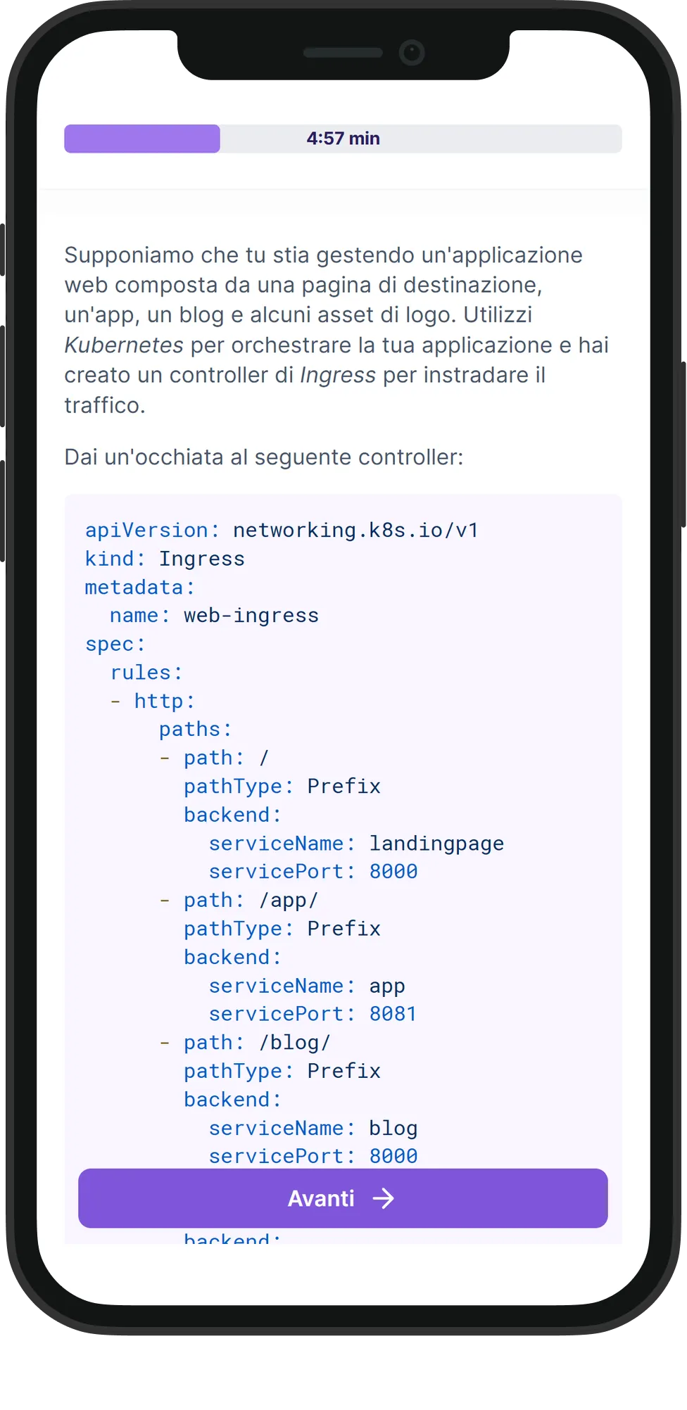 Mobile Kubernetes skill assessment