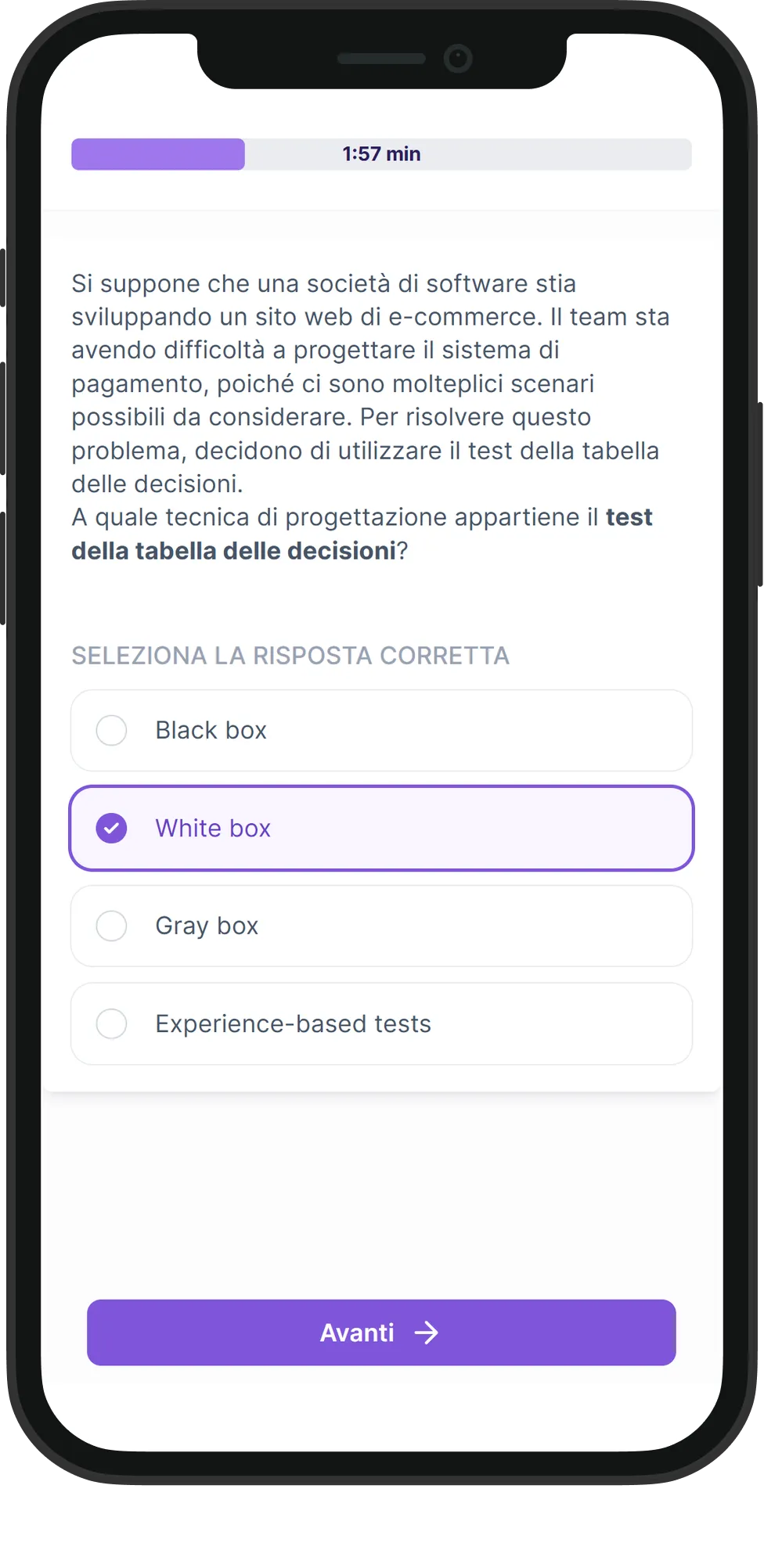 Mobile Controllo Qualità skill assessment