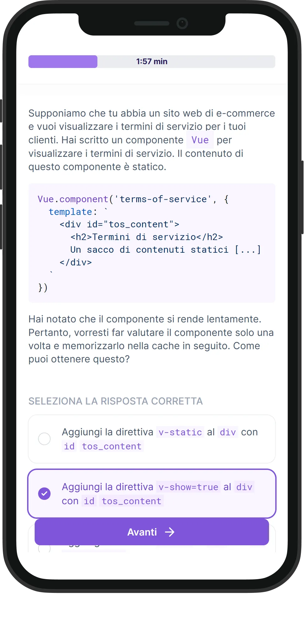 Mobile Vue.js skill assessment