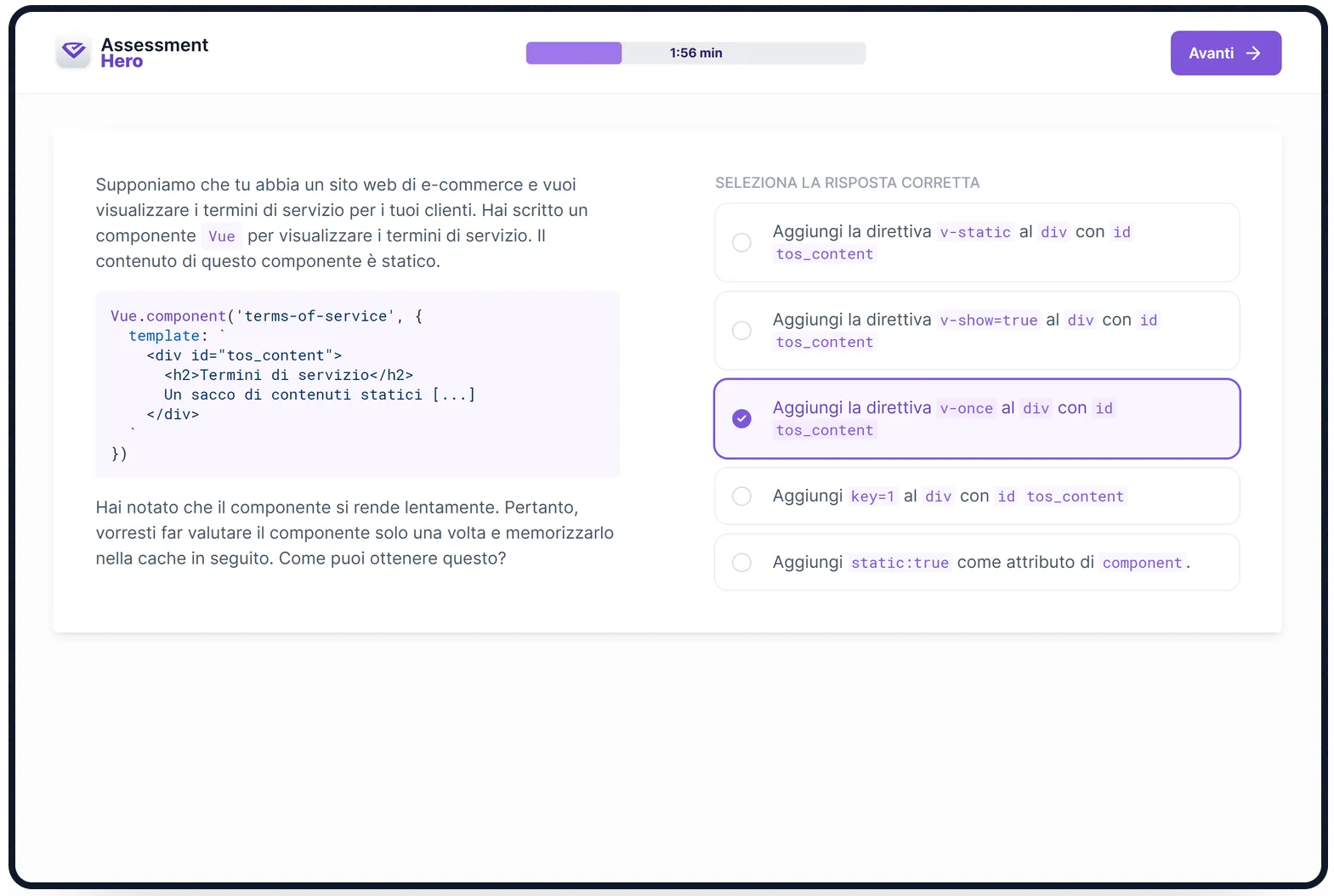 Vue.js online test