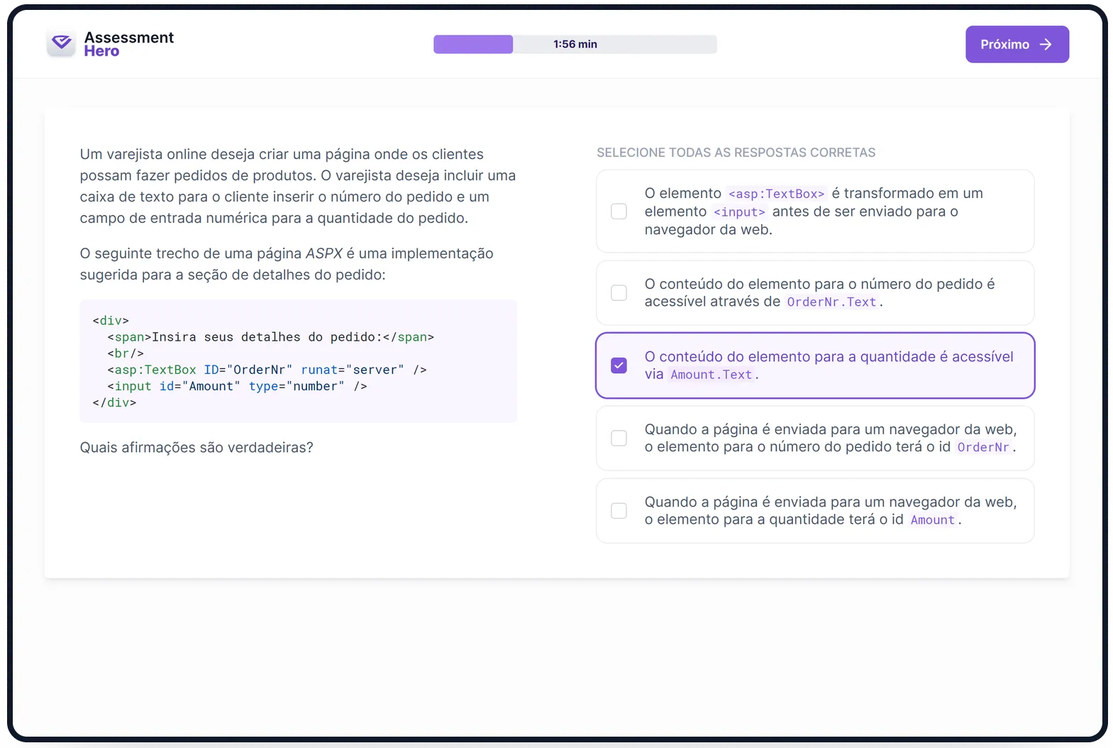 ASP.NET Web Forms online test