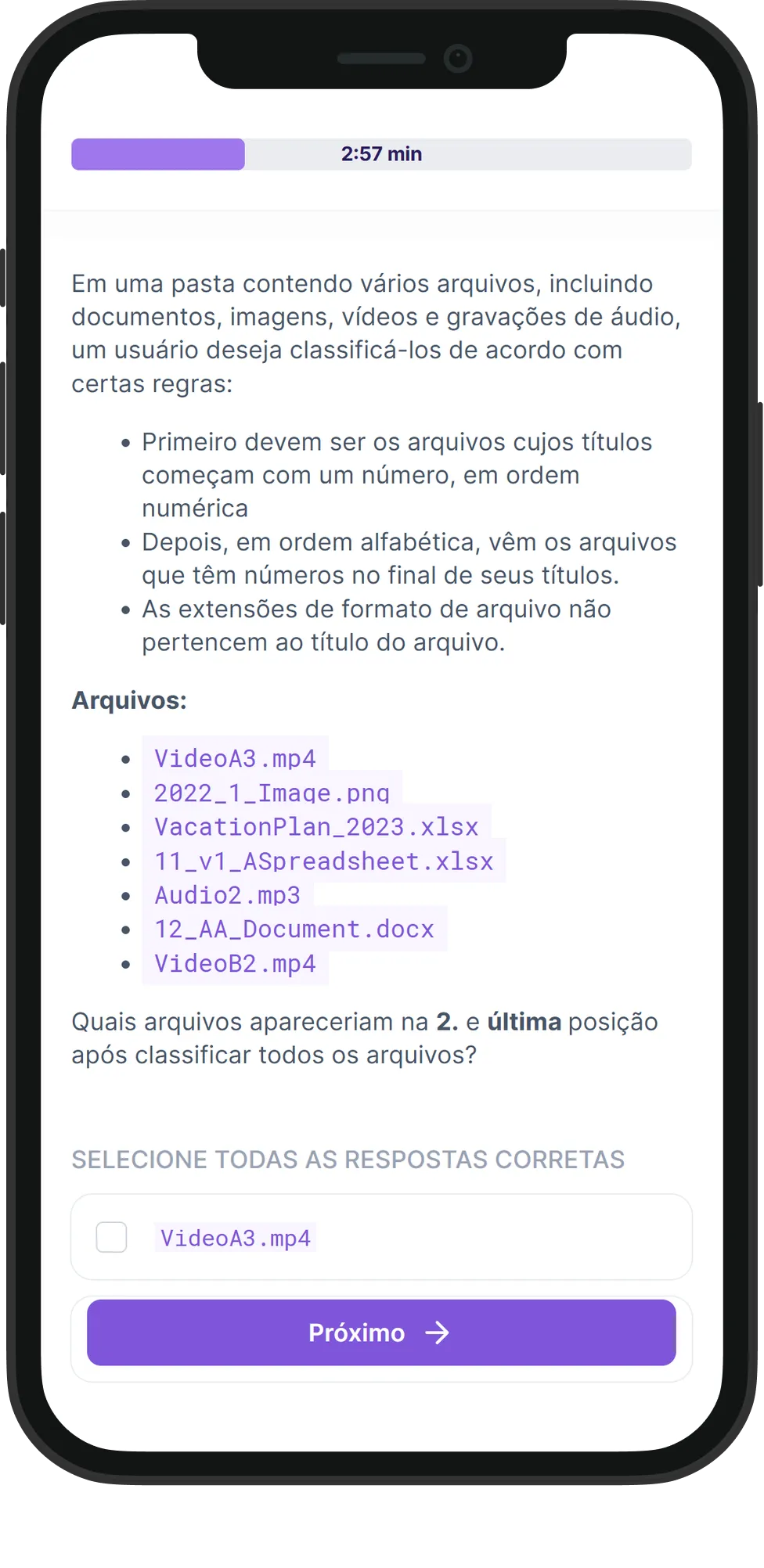 Mobile Atenção aos Detalhes skill assessment