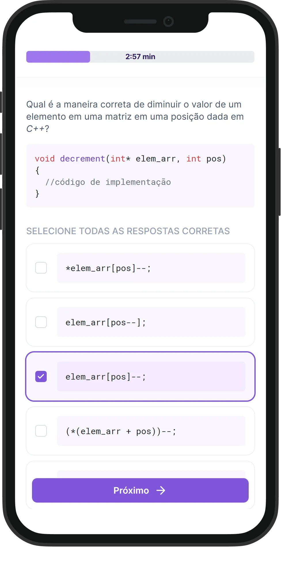 Mobile C++ skill assessment