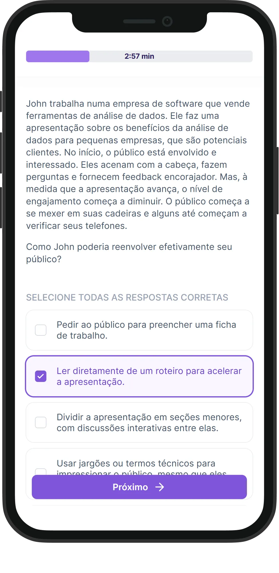Mobile Comunicação skill assessment