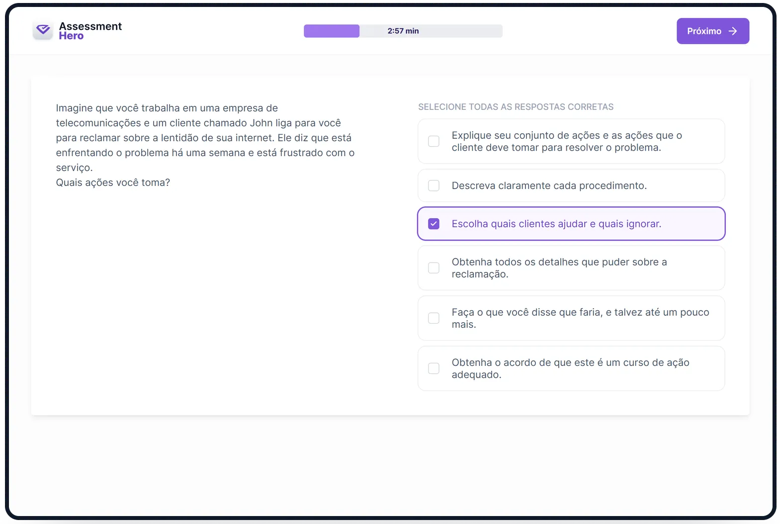 Interação com o Cliente online test