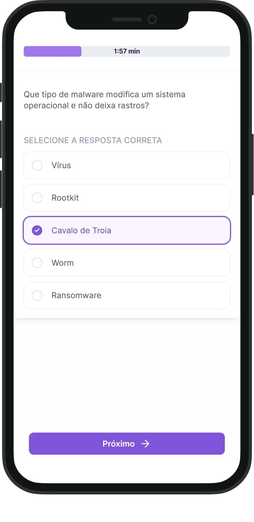 Mobile Cibersegurança skill assessment